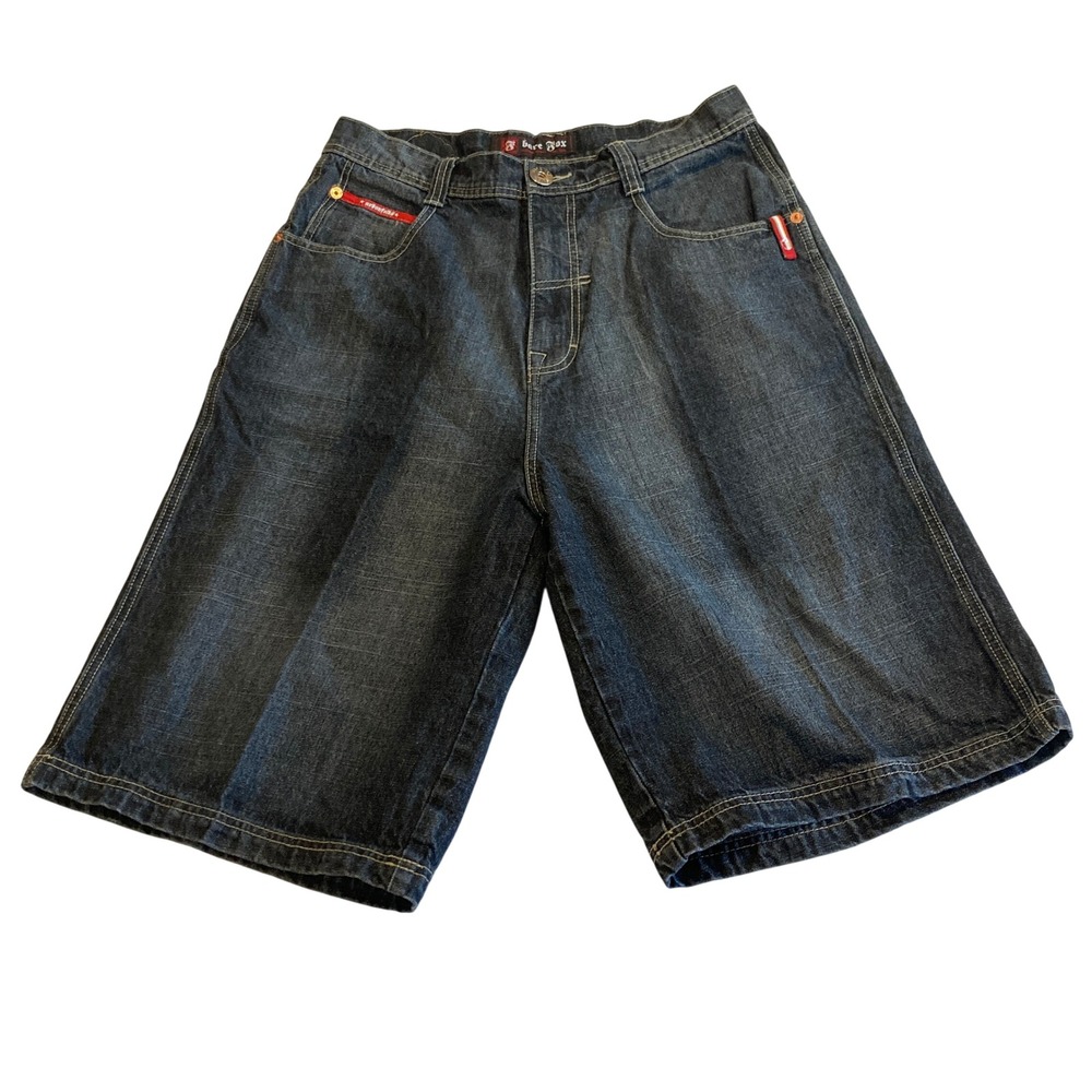 Vintage Bare Fox Mens 34 (Fit 33) Baggy Denim Shorts Y2K Streetwear 12" Inseam